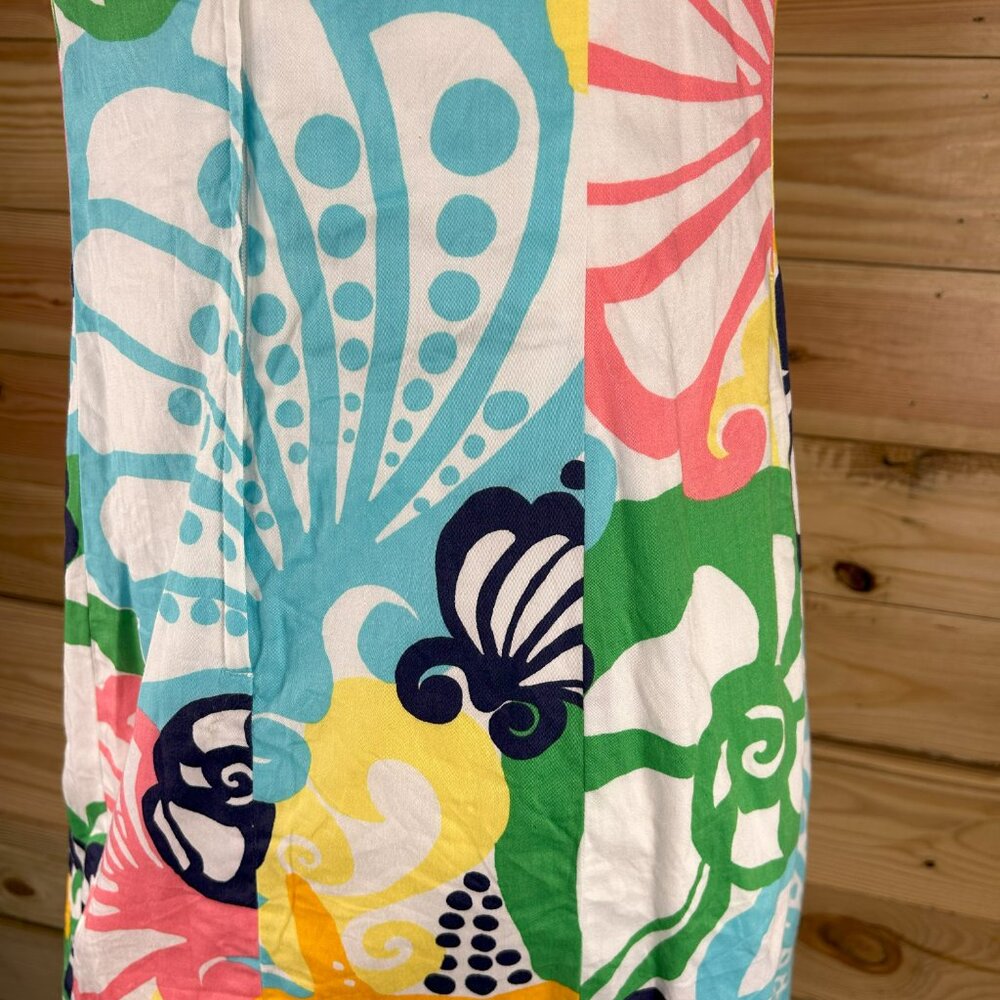 Lilly Pulitzer Strapless Sweetheart Dress in White, Coral, Aqua, Yellow & Navy - Picture 4 of 4